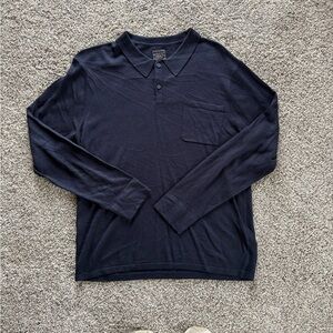 Guess Men's Dark Blue Long Sleeve Polo